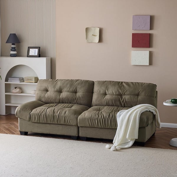 Winado 80.31 in. Dark Brown Suede 2-Seater Loveseat with Removable