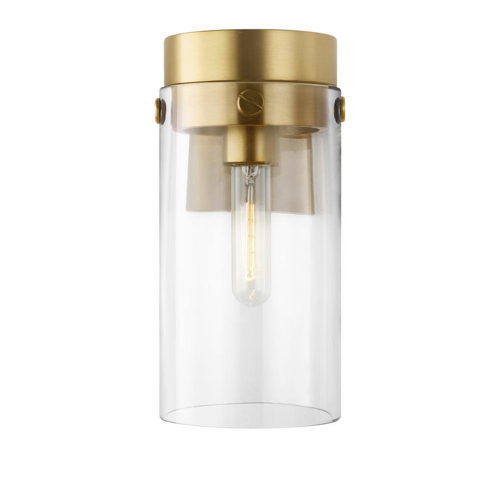 Burnished Brass and Clear Glass Dimmable Wall Sconce