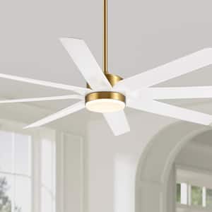 Arthur 70 in. Integrated LED Indoor White-Blade Gold Ceiling Fans with Light and Remote Control Included