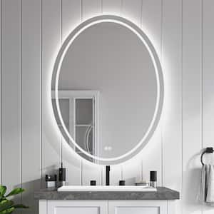 30 in. W x 40 in. H Oval Frameless LED Light Anti Fog Wall Bathroom Vanity Mirror in Backlit plus Front Lighted