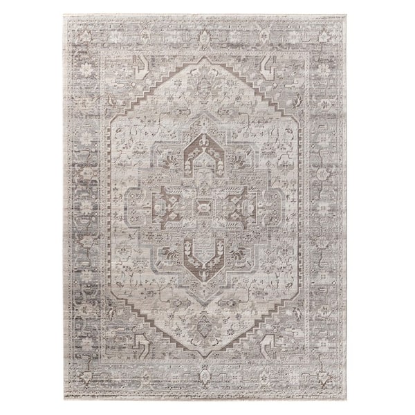 Venn Taupe/Silver 7 ft. 10 in. x 10 ft. 10 in. Medallion Indoor Area Rug