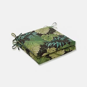 Floral 20 in. x 20 in. Outdoor Dining Chair Cushion in Green/Brown (Set of 2)