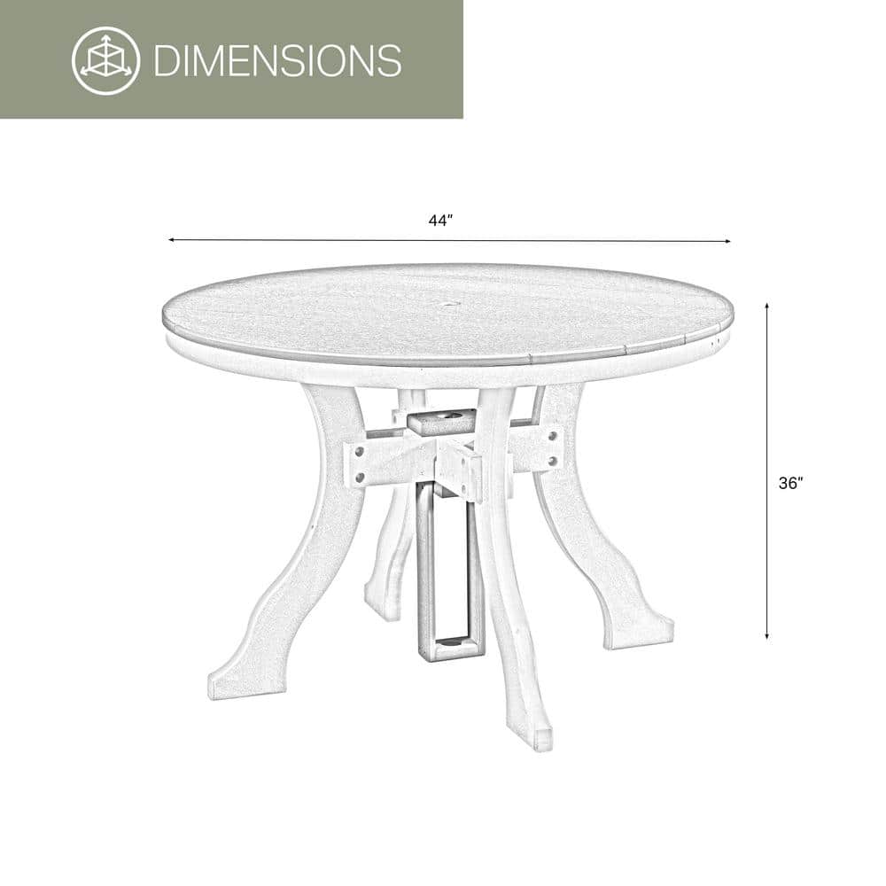 44" Round Black and Weatherwood Recycled Plastic Outdoor Dining Table