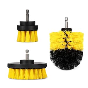 3-Pcs Drill Brush, Drill Attachment Kit and Power Scrubber Cleaning Utility Brush for Car,Bathroom,Floor & Tiles,Yellow