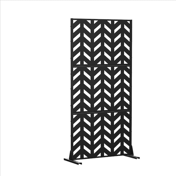 72 in. Keith Metal Outdoor Garden Fence Privacy Screen Garden Screen Panels in Black