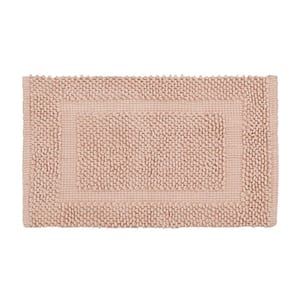 Sophie Border Pink Dusty Rose 20 in. x 32 in. Cotton Textured Bath Mat
