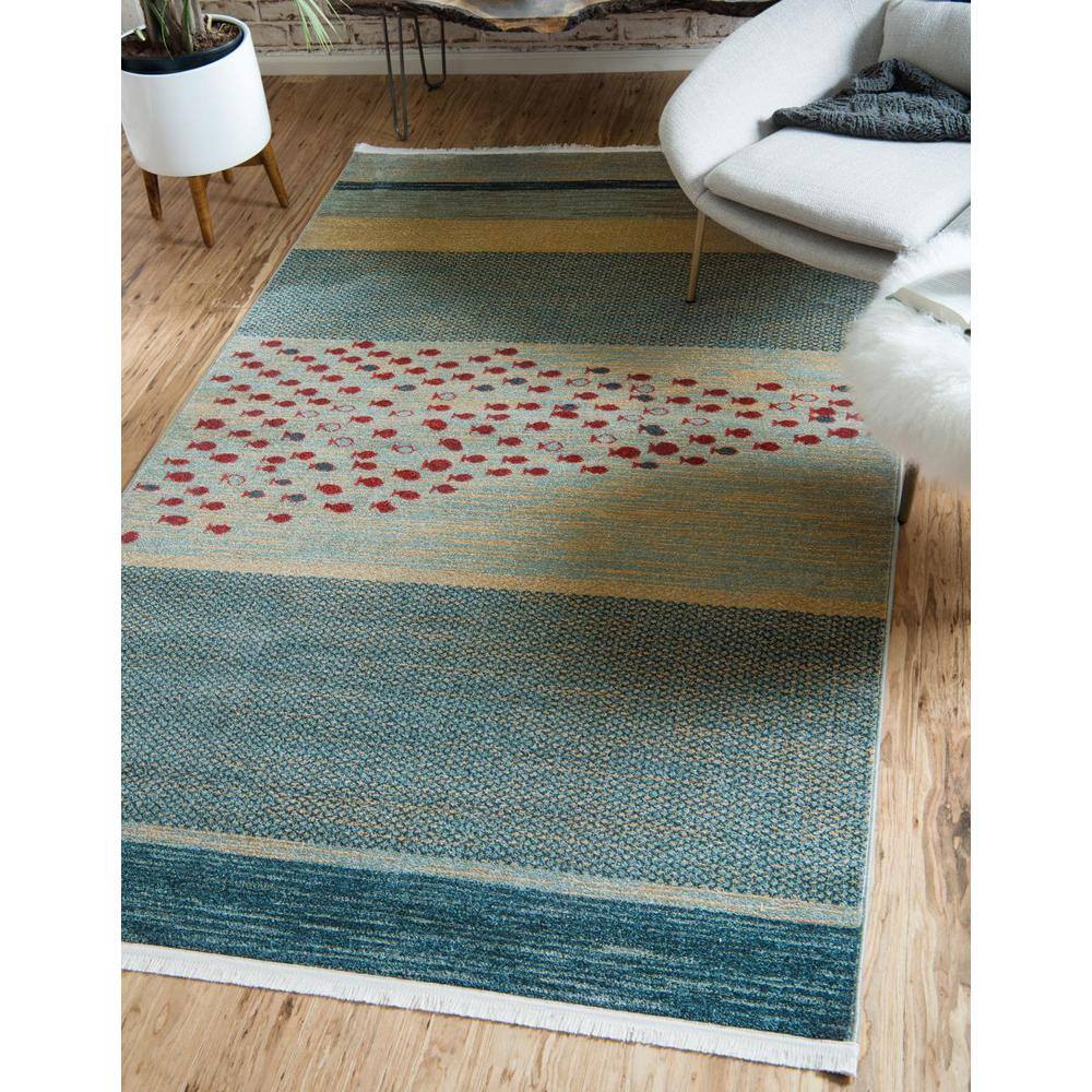 Coastal Charm Blue Stripe Indoor Rug - 9' x 12' Easy Care