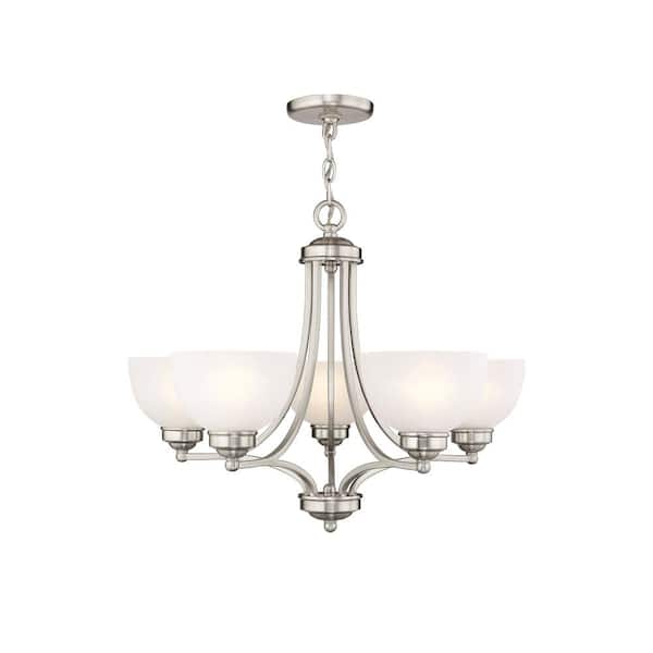 AVIANCE LIGHTING Stonecrest 5-Light Brushed Nickel Chandelier with Satin Glass