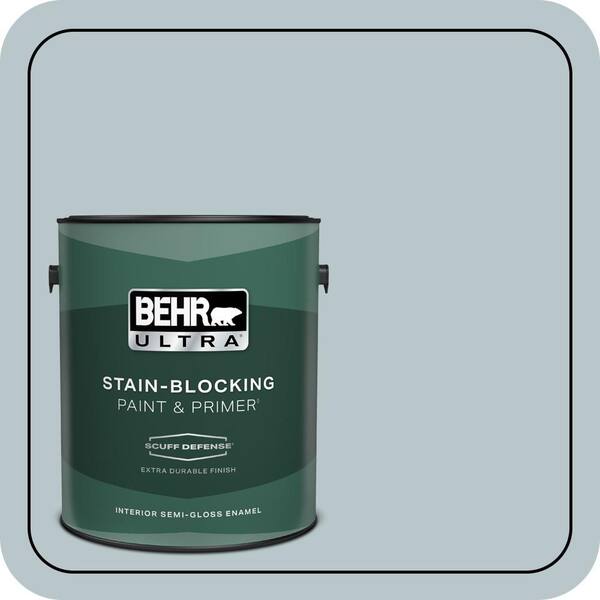 BEHR ULTRA 1 gal. #ICC-46 Soft Denim Extra Durable Semi-Gloss Enamel Interior Paint & Primer