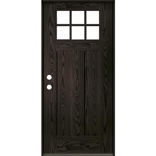 Krosswood Doors PINNACLE Craftsman 36 in. x 80 in. 6-Lite Right-Hand/Inswing Clear Glass Baby Grand Stain Fiberglass Prehung Front Door