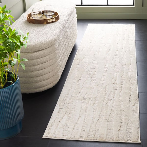 Elmhurst 2 ft. x 8 ft. Ivory/Gray High-Low Abstract Runner Rug