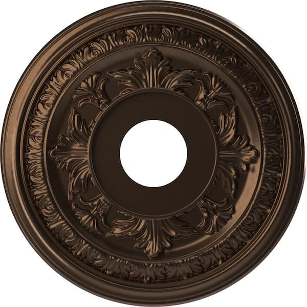 Ekena Millwork 16 in. O.D. x 3-1/2 in. I.D. x 1 in. P Baltimore Thermoformed PVC Ceiling Medallion in Metallic Antique Brass