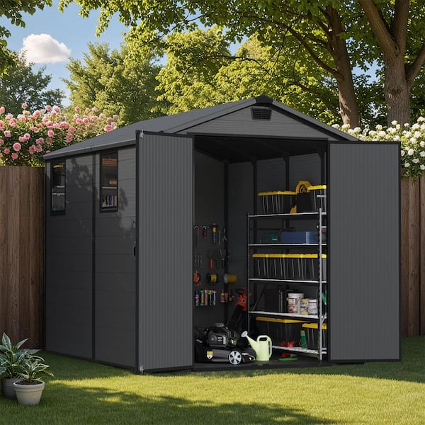 Patiowell 6 ft. W x 8 ft. D Outdoor Storage Resin Plastic Shed