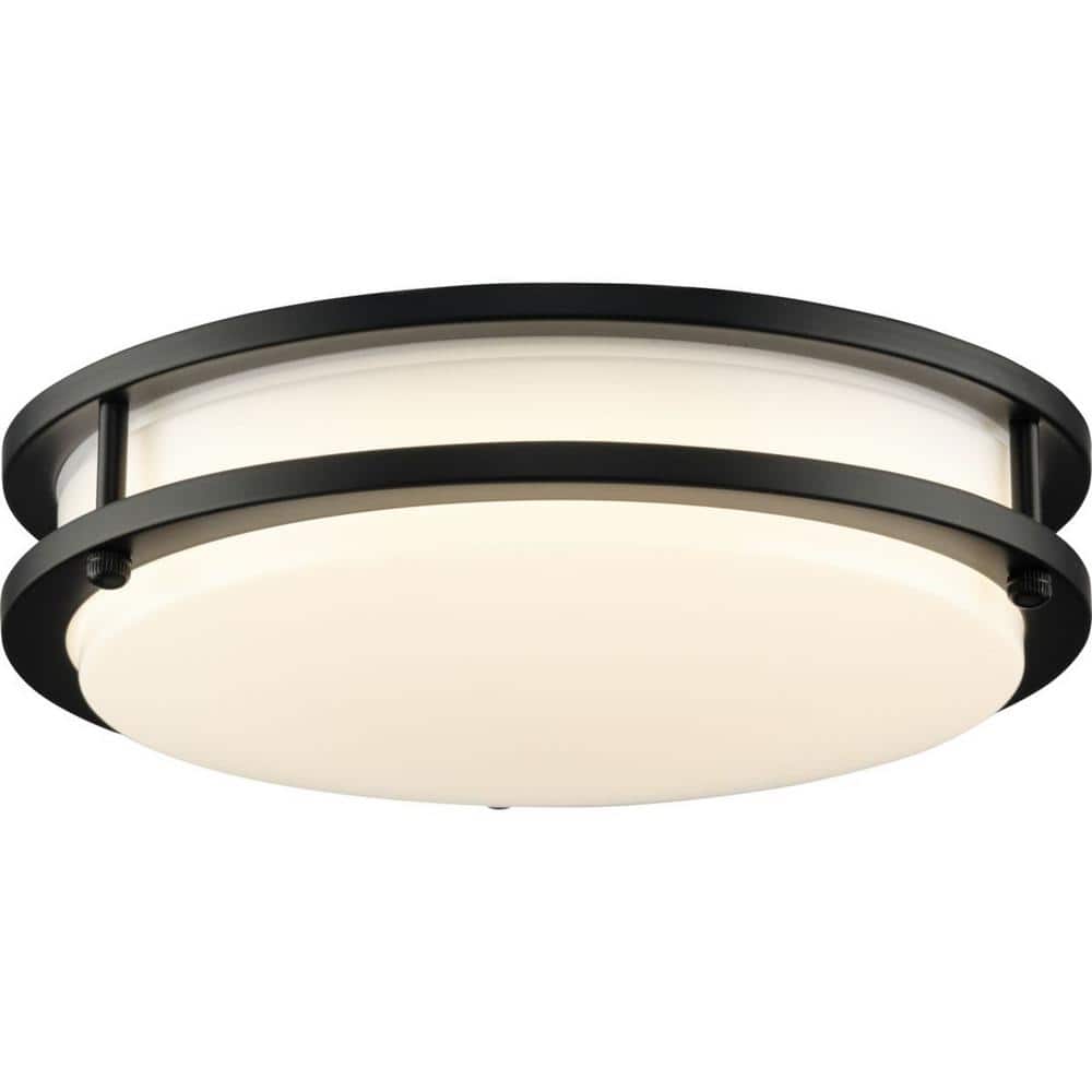 Abide Matte Black Glass and Nickel LED Flush Mount Light