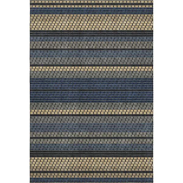 Mayfield Premium Machine Washable Abstract AMF2427 Navy 8 ft. x 10 ft. Area Rug