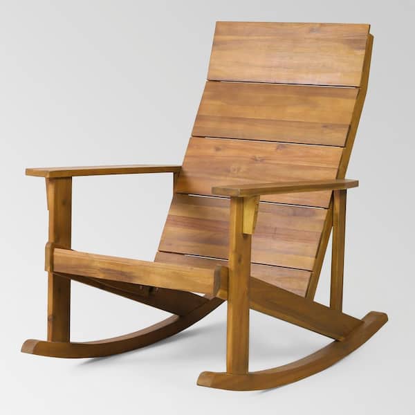 URTR 2-Piece Solid Wood Outdoor Rocking Chair Thick Slatted Rocker Patio Armchair with High Back for Indoor & Outdoor