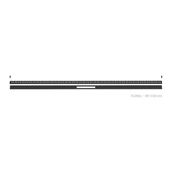 Kerdi-Line-Vario Matte Black 48 in. Floral Grate and Channel Floor Installation Kit for Accessory