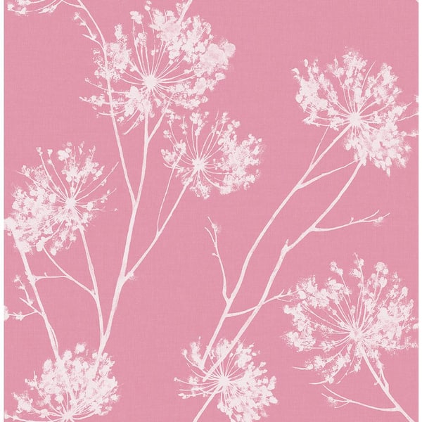 NextWall Pink One O'Clocks Botanical Peel and Stick Wallpaper (Covers 30.75 sq. ft.)