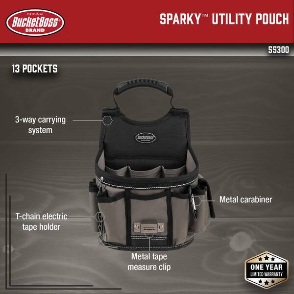 thumbnail image 2 of Bucket Boss 54013 Drywallers Pouch - Canvas Tool Belt Pouch, Green & Orange/Brown 2 of 3