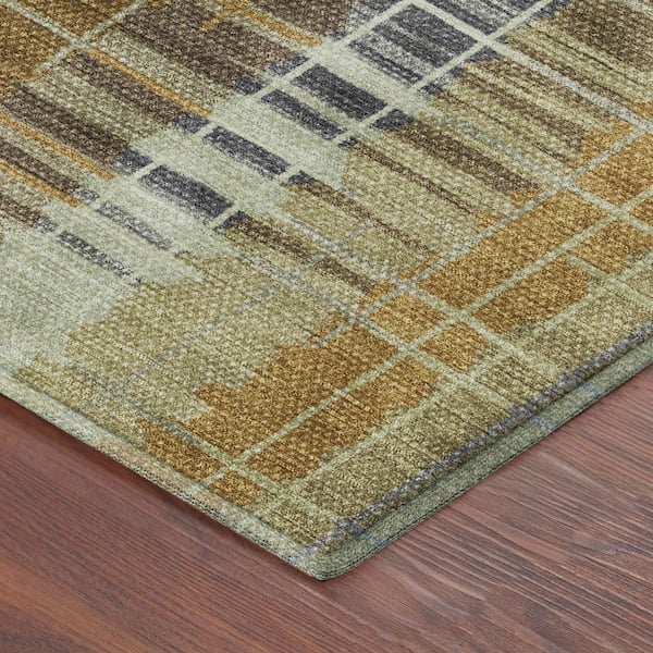 Mayfield Premium Machine Washable Abstract AMF2261 Aloe 10 ft. x 14 ft. Area Rug