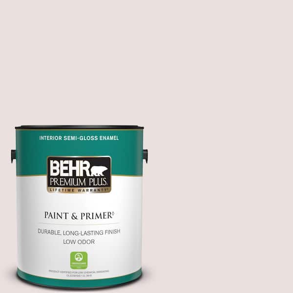 BEHR PREMIUM PLUS 1 gal. #PR-W06 Prelude to Pink Semi-Gloss Enamel Low Odor Interior Paint & Primer