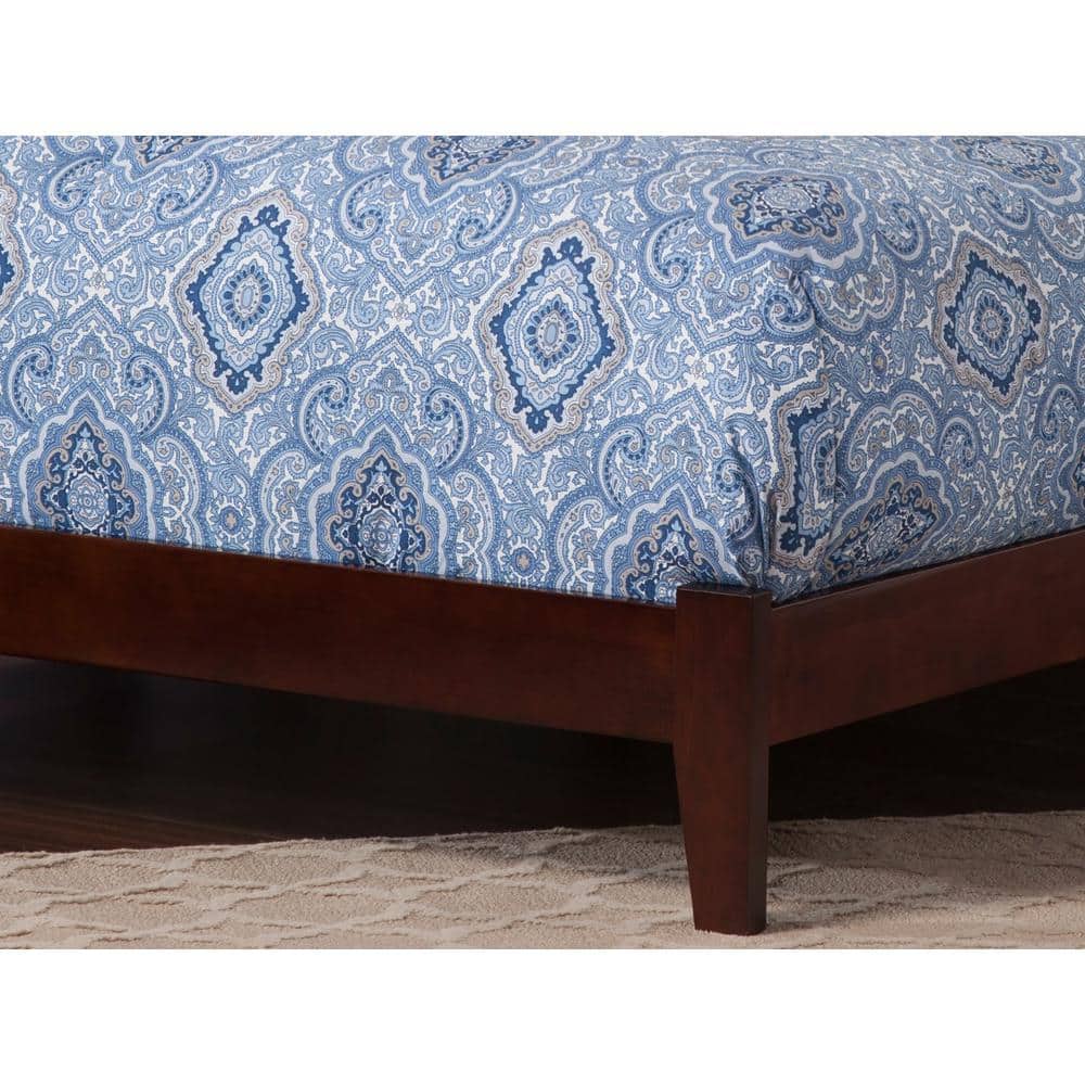 Walnut Queen Wood Frame Platform Bed with Headboard