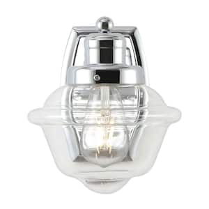 Orleans 7 in. 1-Light Chrome Iron/Glass schoolhouse LED Vanity Light