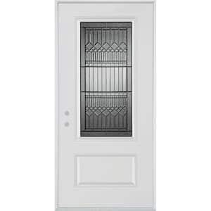 36 in. x 80 in. Lanza Patina 3/4 Lite 1-Panel Painted White Right-Hand Inswing Steel Prehung Front Door