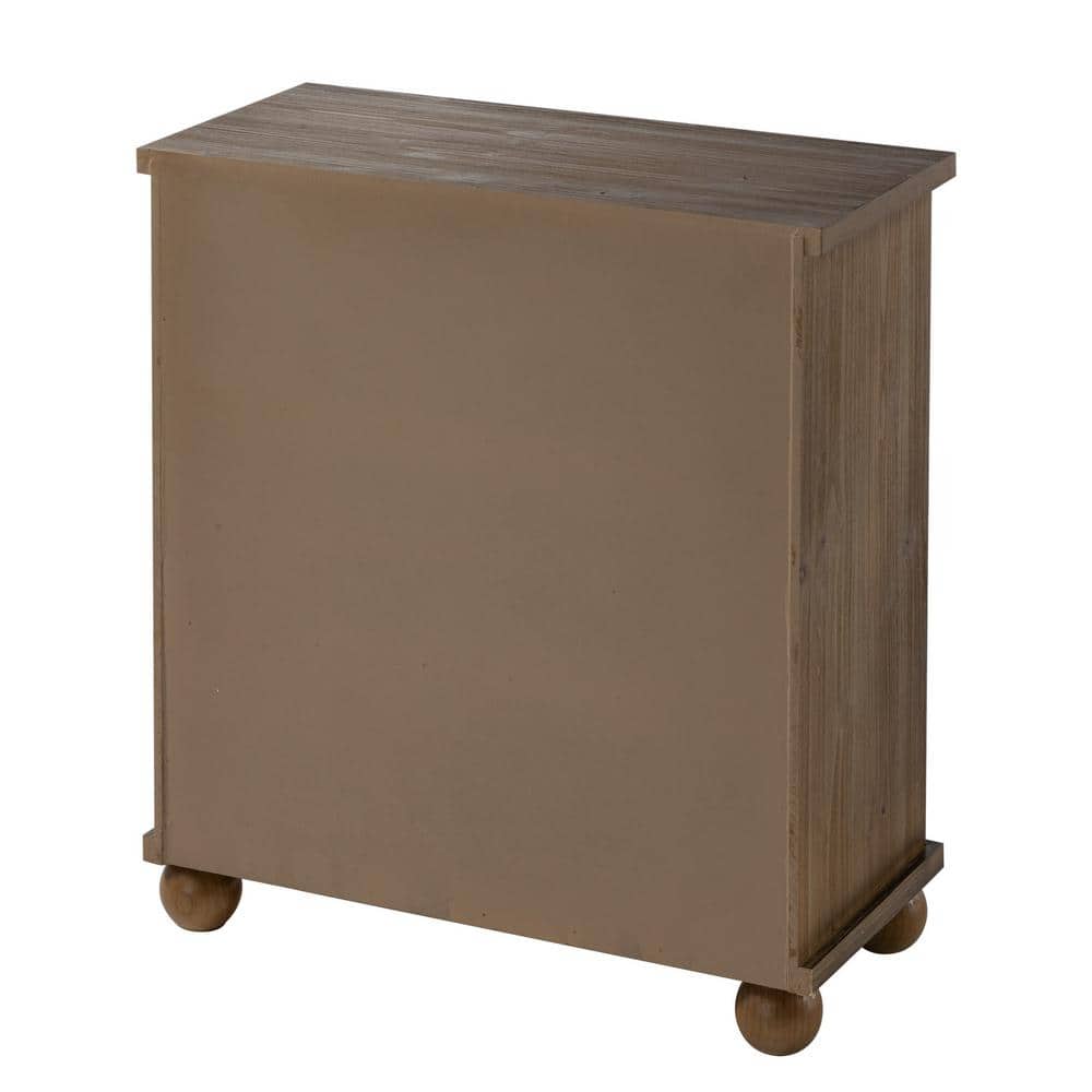 Rustic Farmhouse White and Brown Fir Wood 3-Drawer Dresser
