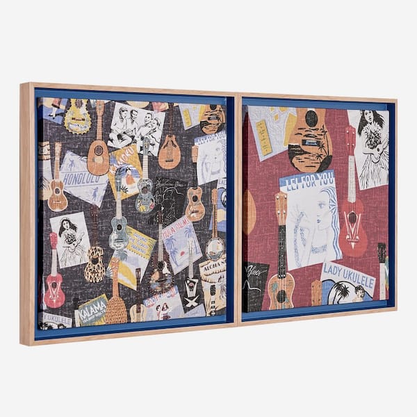 American Art Decor Kona Coast by Reyn Spooner 12.5 in x 12.5 in Dons Collection Floated Multi-colored Linen Wall Art Set Coastal Surf Decor