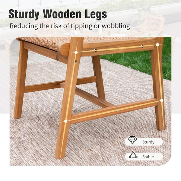PHI VILLA Brown Acacia Wood Outdoor Dining Chair (4-Pack) THD2-PV