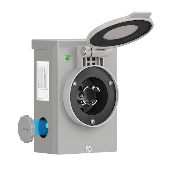 30 Amp NEMA L14-30P 125/250V 7500W Weatherproof Generator Inlet Box for Outdoor Use with Safety Light