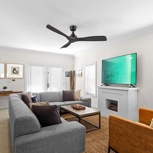 Kilkeel 52 in. Indoor Black Downrod Standard Smart Ceiling Fan with Remote, Works with Alexa/Google Home without Light