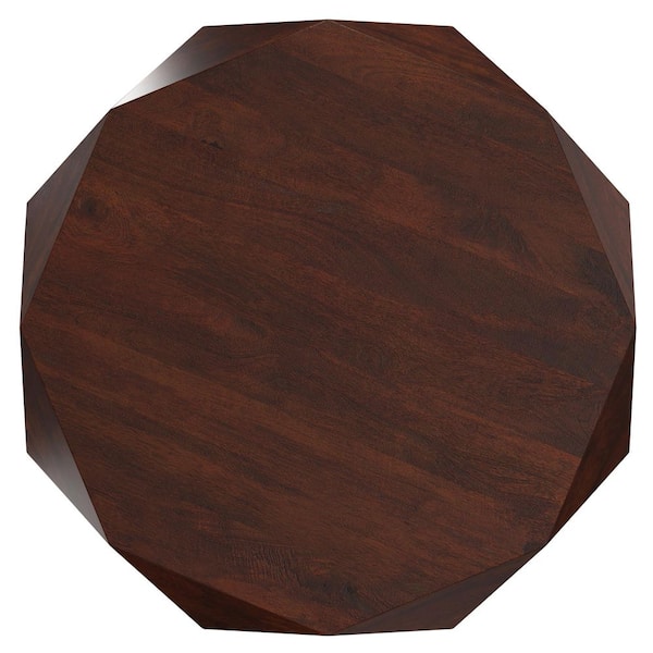 Simpli Home Zayn 35 in. Walnut Brown Wide Octagon Solid Acacia