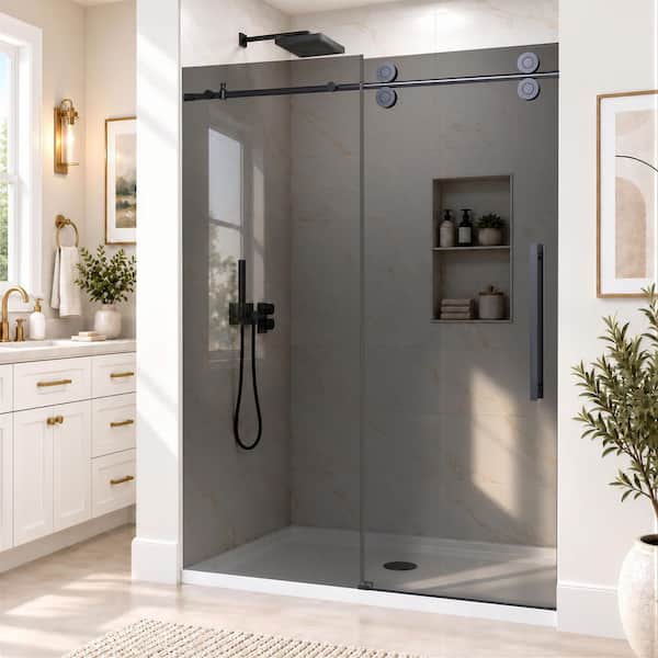Velusian 44-48 in. W x 74 in. H Single Sliding Frameless Shower Door in ...