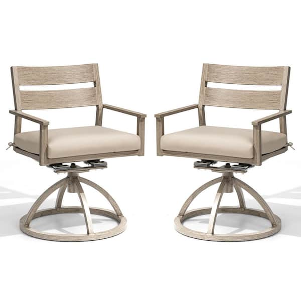 Pellebant High-Grade Wood-Grain Swivel Aluminum Patio Outdoor