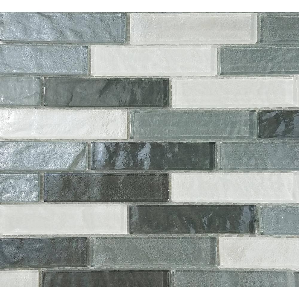 Whistler Gray Textured Glass Brick Mosaic Wall Tile