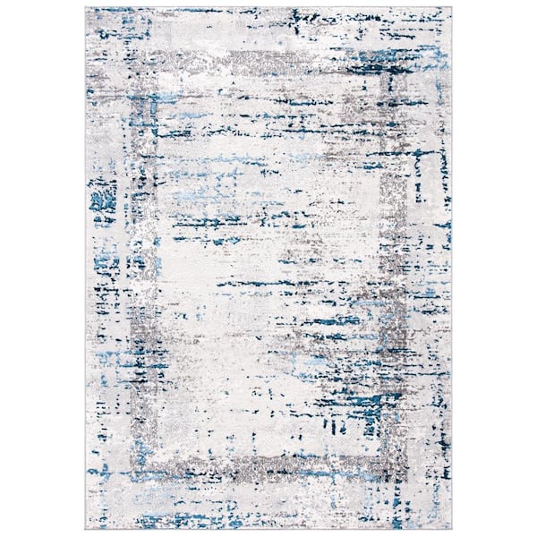 Amelia Gray/Blue 4 ft. x 6 ft. Damask Distressed Area Rug
