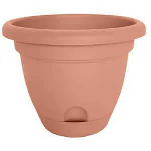 Lucca 6.75 in. Terra Cotta Plastic Self-Watering Planter with Saucer