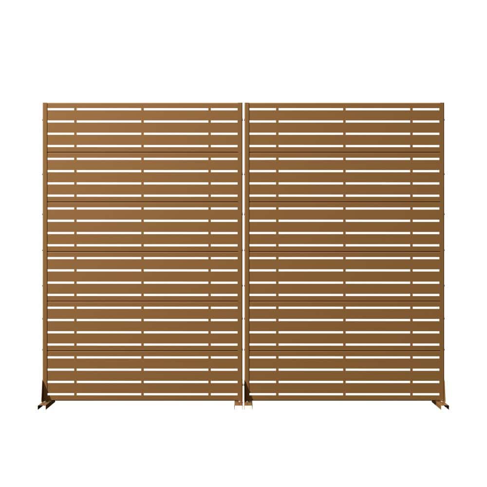 47 in. W x 72 in. H Brown Metal Freestanding Outdoor Privacy Screen Weather Resistant Decorative Privacy Fence (2-Pack) price history on PriceWatchPro