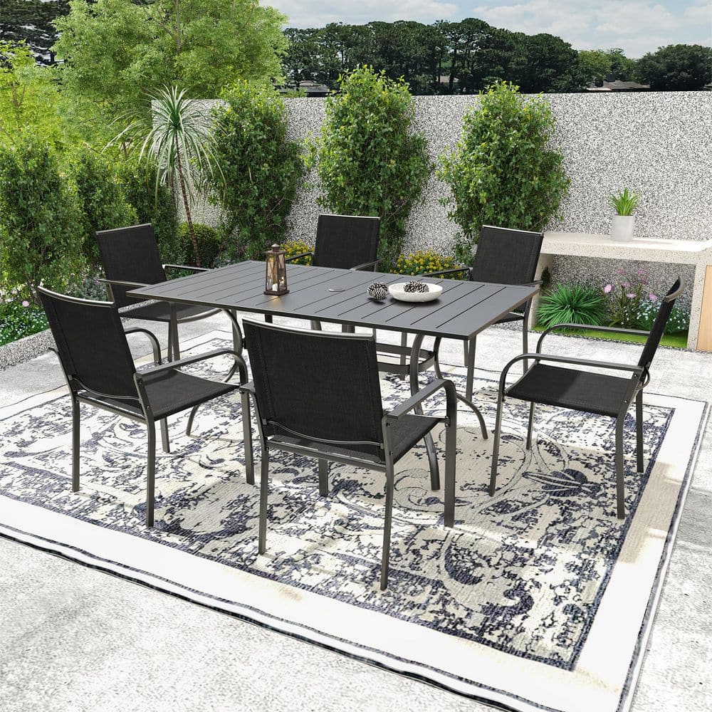7-Piece Metal Outdoor Dining Set with Stackable Chairs price history on PriceWatchPro