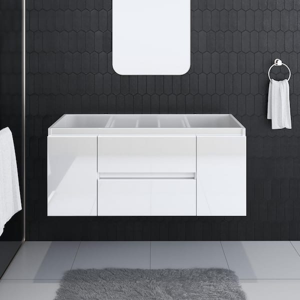 VOLPA USA AMERICAN CRAFTED VANITIES Salt 48 in. W x 18 in. D Bath Vanity Cabinet Only in Glossy White