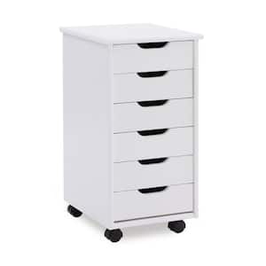 Mcleod White Wash 6 Drawer Rolling Storage Organizational Cart