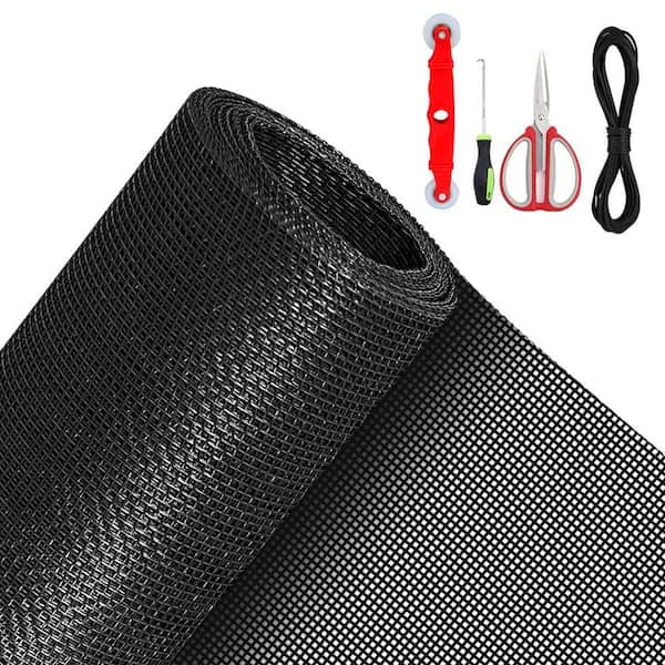39 in. x 118 in. Pet Proof Screen Replacement Kit, Window Mesh Repair Kit for Sliding Screen Door Patio Window Pet Black