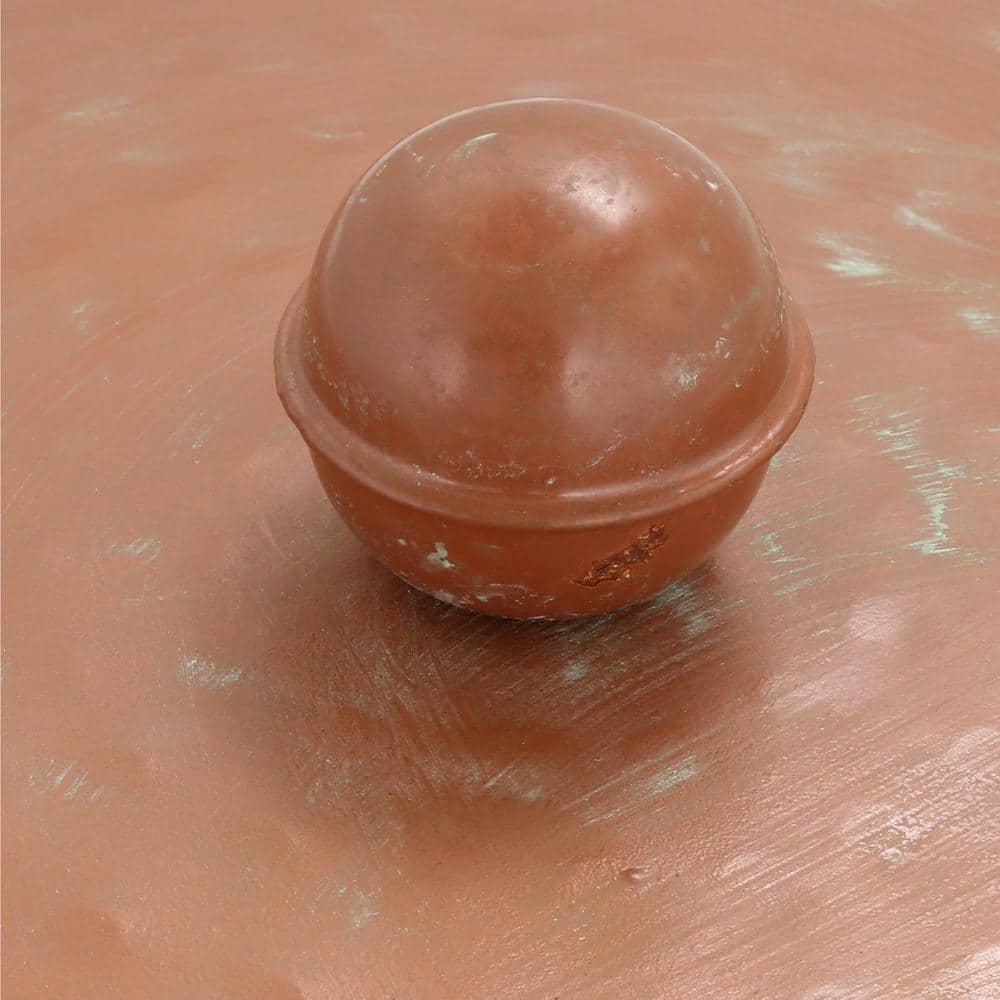 Copper and Green Patina Embossed Bird Hose Holder with Lid
