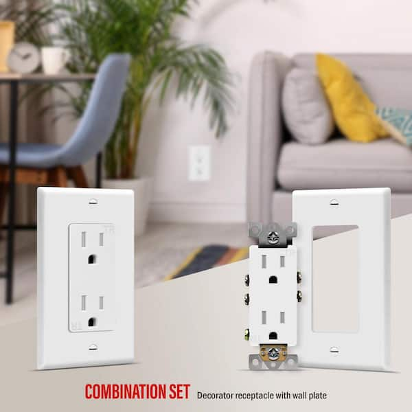 Commercial Electric Smart 15 Amp 120-Volt Tamper Resistant White Duplex  Outlet Powered by Hubspace (1-pack) HPKA315CWB - The Home Depot