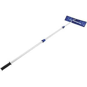 252 in. Polypropylene Telescopic Handle, with a 25 in. Aluminum Bladder Tablet Snow Shovel Roof Rake in Blue