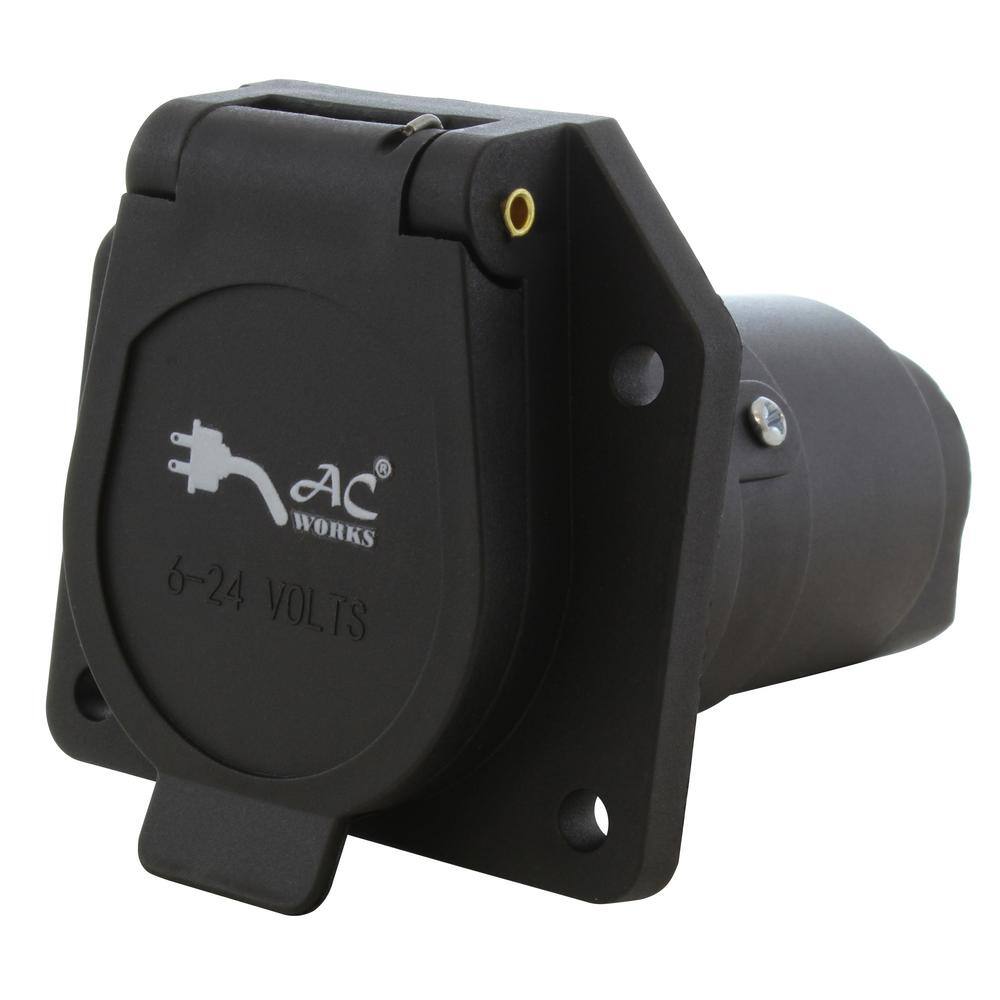 AC WORKS 7-Way Truck/Vehicle End Trailer Socket RV7WSOCKET - The Home Depot