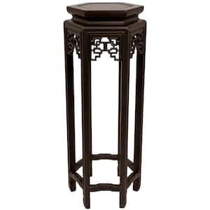 10 in. Rosewood Hexagon Plant Stand in Black