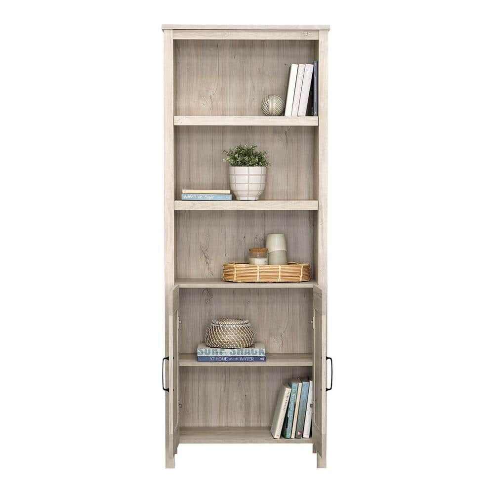 Chalk Oak 72" Adjustable 5-Shelf Bookcase with Doors